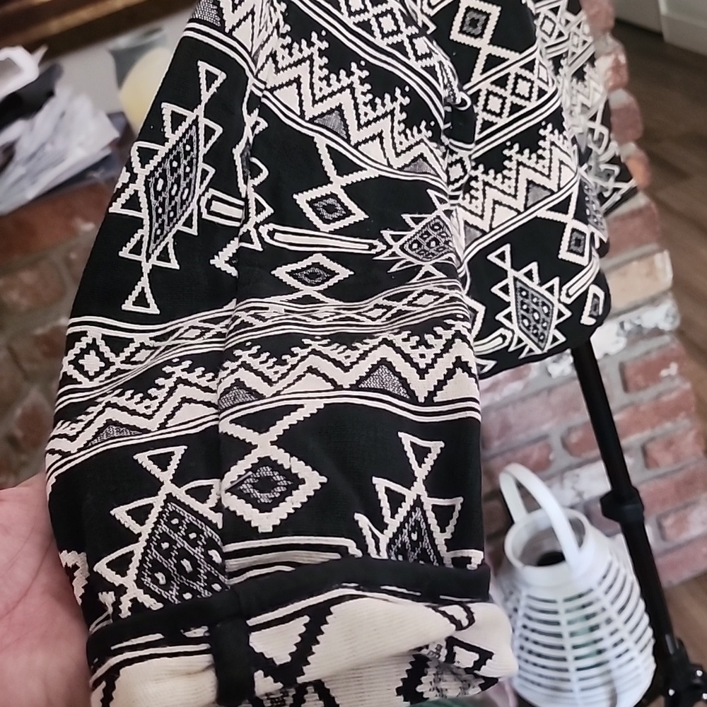Flashback Vintage Cotton Black White Geometric Aztec Print Blazer Jacket - Picture 8 of 14
